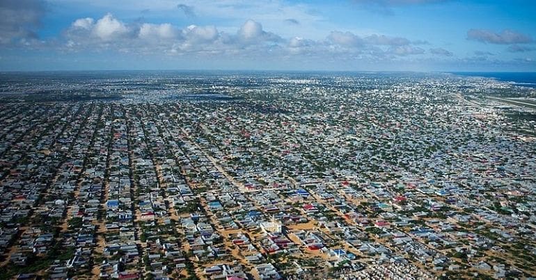 Mogadishu from the air on a bright day