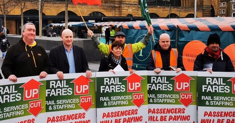 Mick Lynch at an RMT protest