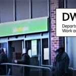 DWP Jobcentre Queue with the DWP benefits Logo Universal Credit Tax Credits
