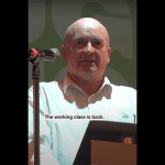 Mick Lynch speaking at launch event for the Enough is Enough campaign