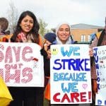 NHS workers on a picket