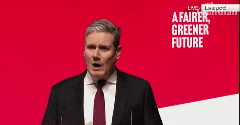 Keir Starmer addressing 2022 Labour Party conference in Liverpool