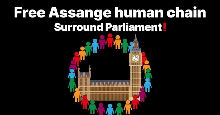 A logo from the Don't Extradite Assange campaign