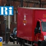 A Royal Mail truck and the Evri logo CWU