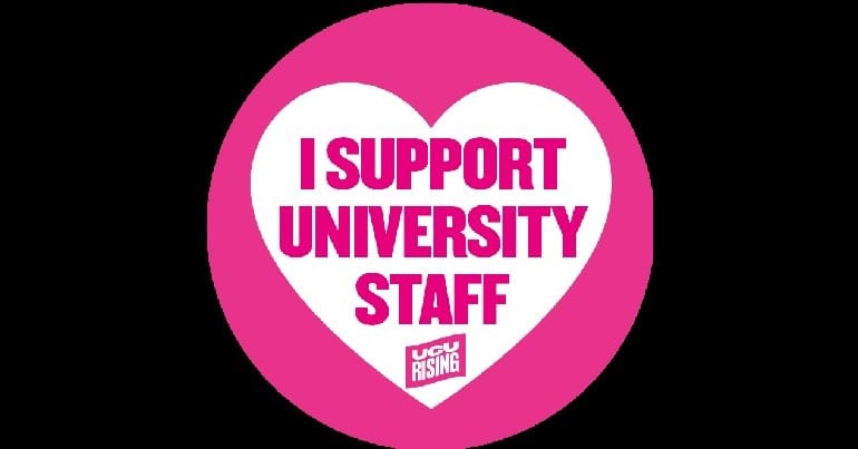 A UCU strike banner