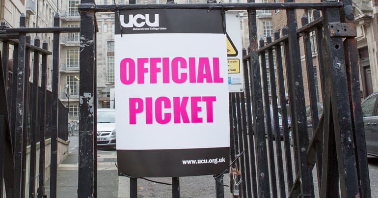 A UCU strike picket line