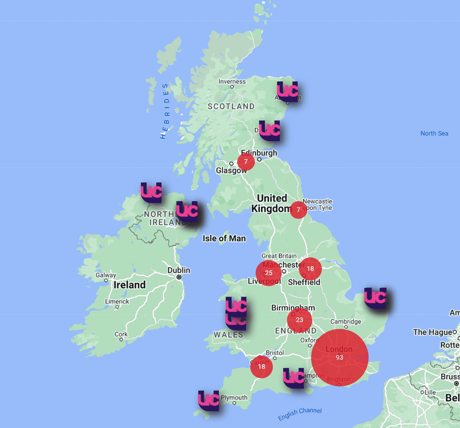 A map of the UCU strikes