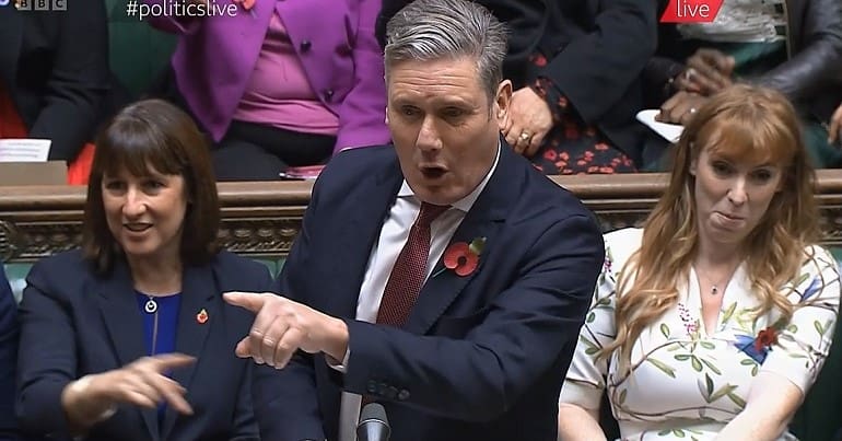 Keir Starmer pointing during PMQs