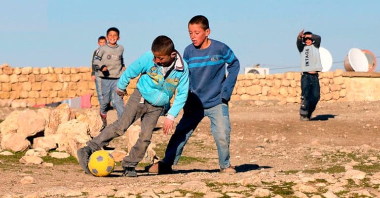 Kurdish children playing football