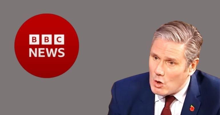 Keir Starmer and the BBC News logo