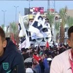 A protest in Iran with Harry Kane and Ehsan Hajsafi