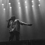 Kanye West on stage.