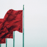 flags in Tiananman Square