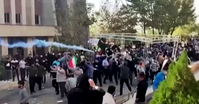 Tear gas fired at Iranian protesters