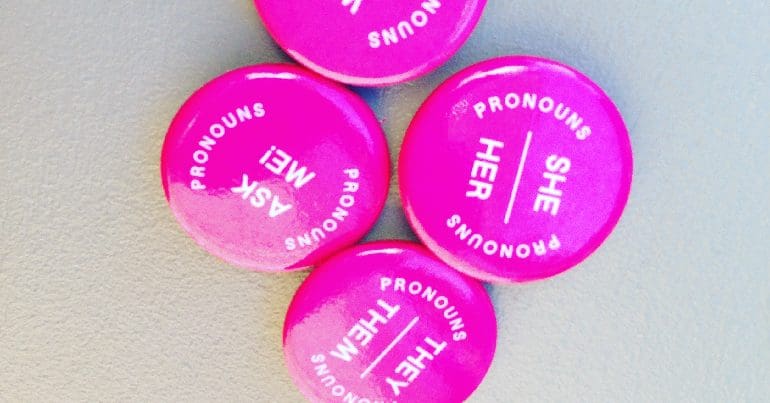 Wearable badges with pronouns