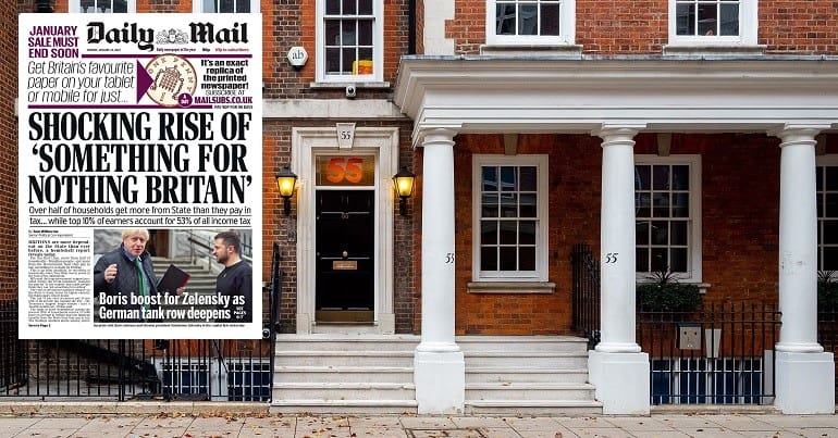 55 Tufton Street and a Daily Mail front page about benefits