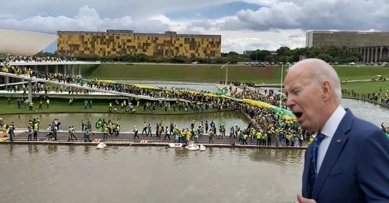 Brazil riots and Joe Biden looking on