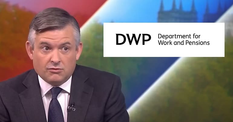 Jonathan Ashworth and the DWP logo