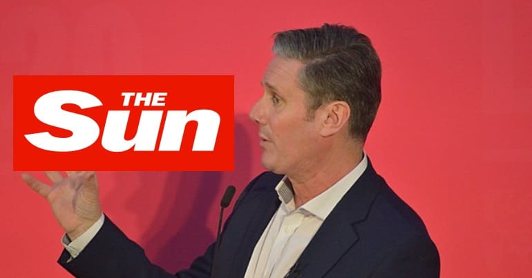 Labour leader Keir Starmer and the Sun logo