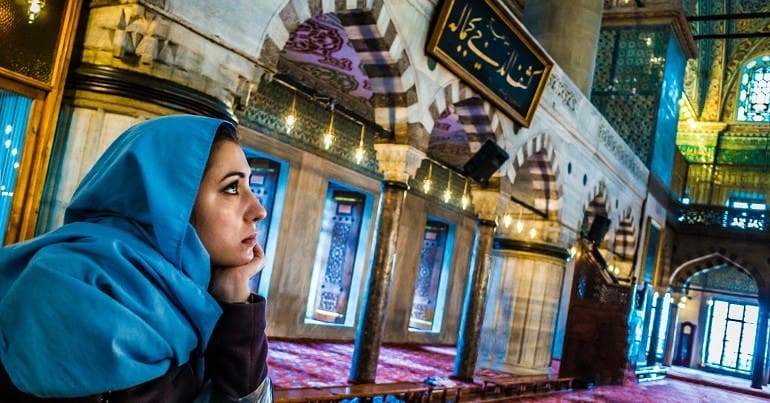 A Muslim woman at a mosque