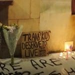 A sign saying trans kids deserve to live at a memorial for Brianna Ghey