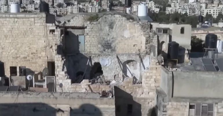 A damaged house in the old city of Nablus