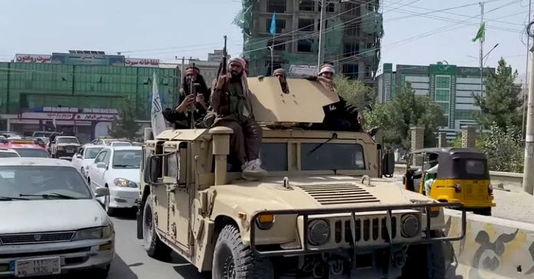 Taliban patrol in Kabul.