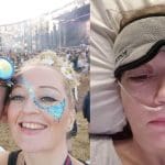 Sami Berry, on the left with her husband Craig, and on the right severely ill in hospital. She lives with ME and EDS and currently the NHS is not treating her chronic illness correctly