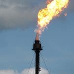 Natural gas (methane) being flared