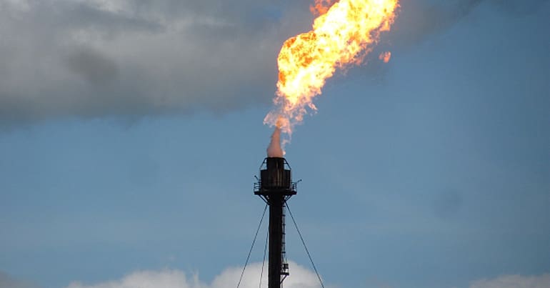 Natural gas (methane) being flared