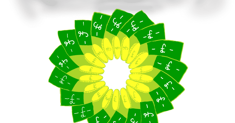 The BP logo is altered to look like stacked paper money. The overhead text reads "burning planet", whilst the text below reads "big profits"