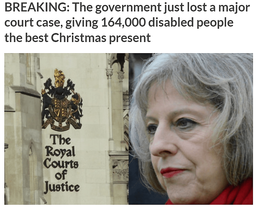 Breaking the government just lost a major court case giving 164000 disabled people the best Christmas present ever Universal Credit
