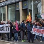 Demonstration outside Glasgow’s Centre for Contemporary Arts (CCA), by the IWW, over the sacking of workers at Saramago bar for union organising