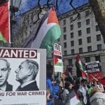 People protest Netanyahu as the Israel PM visits London