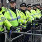 Police on a UK protest