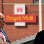 CWU head Dave Ward, the Royal Mail logo and its boss Simon Thompson
