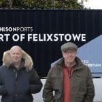 The Felixstowe Four Unite reps in front of the Port of Felixstowe sign
