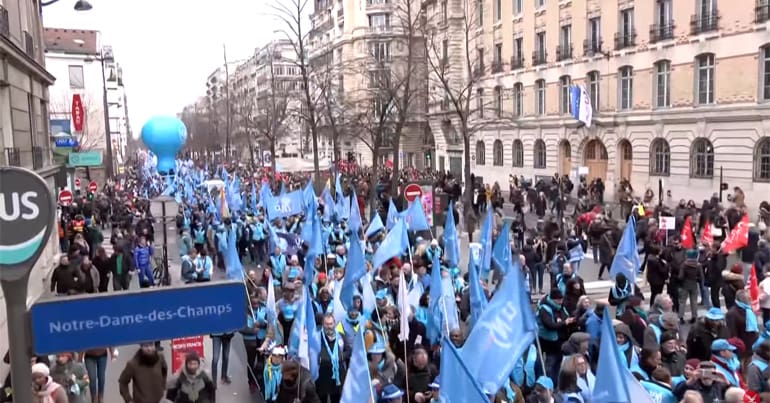 Strikes and protests take place across France against pension reforms