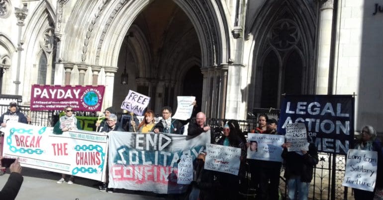 Protesters demanding an end to solitary confinement