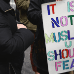 sign reads "it is not muslims you should fear" - Shawcross review, Prevent, Islamophobic