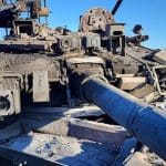 A damaged Russian tank