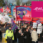 Strikes with the CWU (representing Royal Mail too), NEU and RCN logos