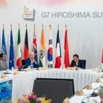 The G7 sit for discussions at the Hiroshima summit.