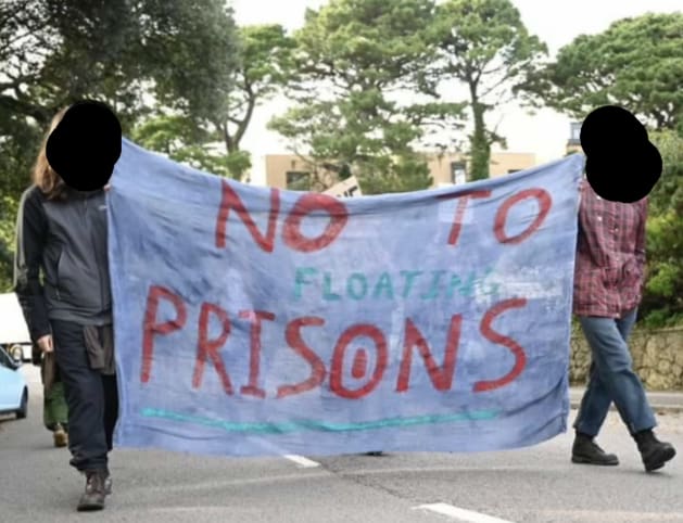 People protesting in Cornwall over the Bibby Stockholm refugees