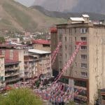 Flags for YSP and other political parties in Hakkari, the day before Turkey elections Erdoğan Kurdish