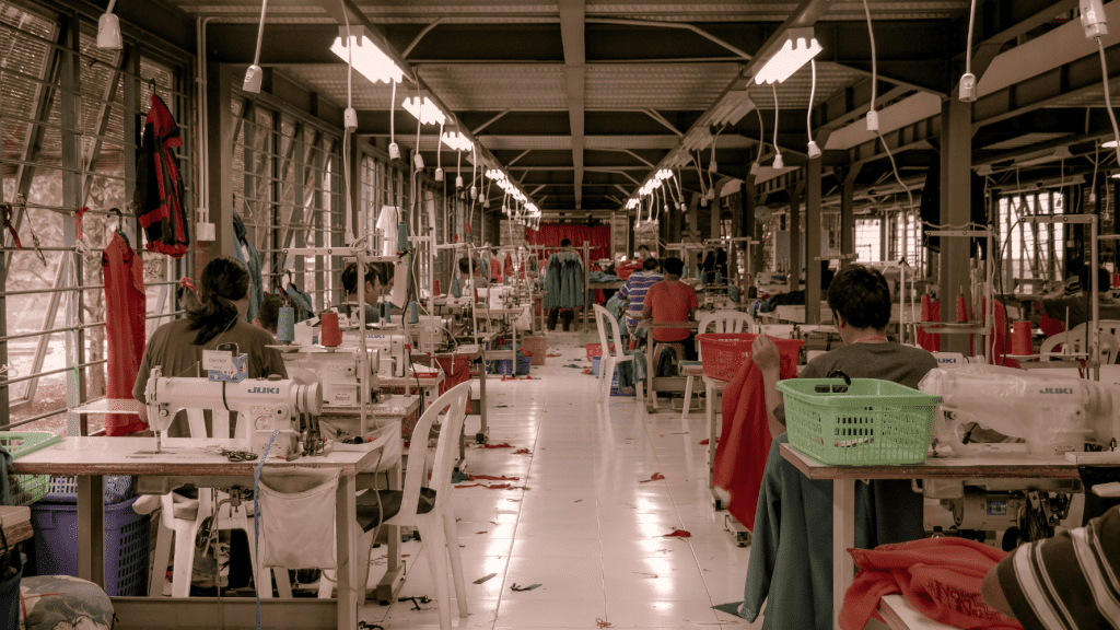 Workers at a fast fashion factory in Indonesia, such places are often accused of human rights violations in the area of forced labour
