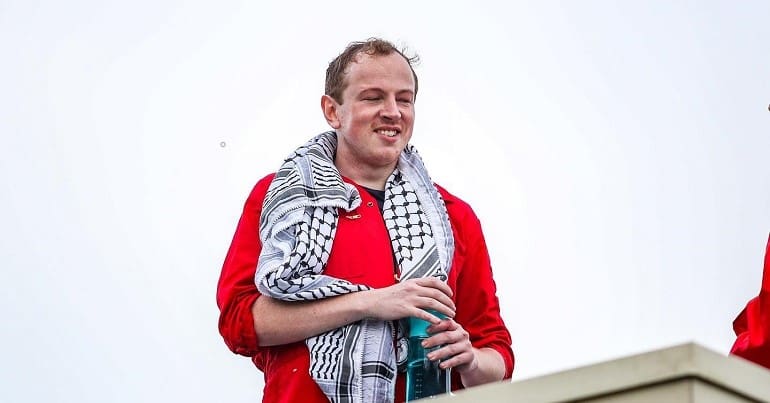 Mike lynch white has been imprisoed for protesting Israel and its occupation of Palestine