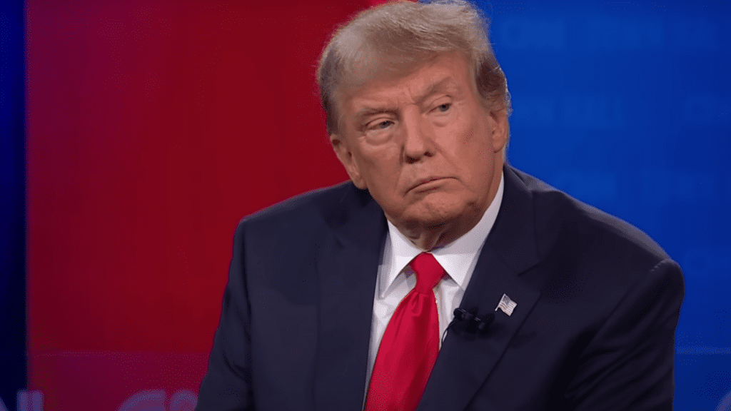 Donald Trump seated at a CNN town hall