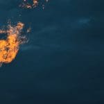 Methane burns from a flaring unit at a solid waste landfill.