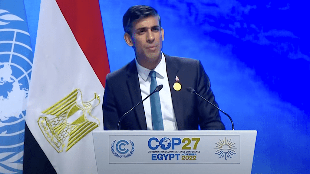 Rishi Sunak speaking at COP27